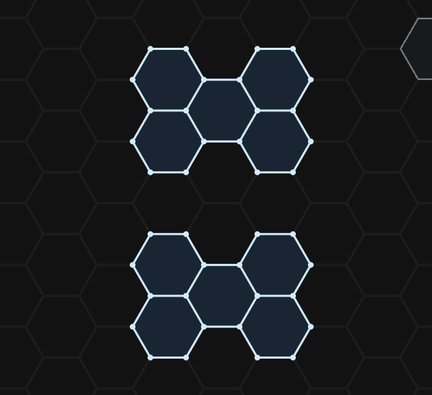 Dual-zone hex LED layout — two independent grids